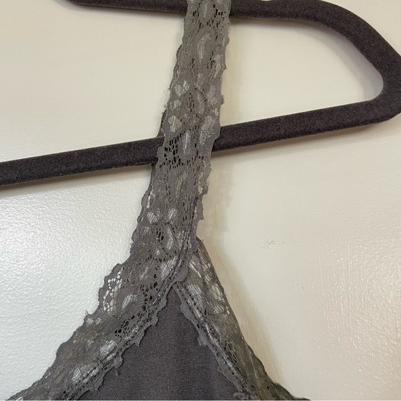 Bongo Y2K Lace Trim Ribbed Knit Cami Top 90's Preppy Gray Small/Med Dainty - Picture 5 of 9